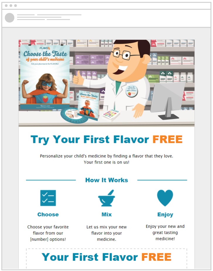 Engage your FLAVORx patients with a free flavor with their next prescription refill email template